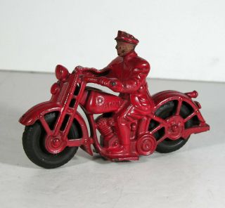 1930s Cast Iron Hubley Police Patrol Motorcycle In Paint 6.  5 "