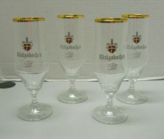 Vintage Stemmed Beer Glasses Konigsbacher Pils Germany Pilsner Glasses Set Of 4