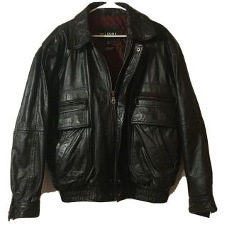 Vintage Wilsons Leather Bomber Biker Jacket Black Mens Size Xl Quilted Liner