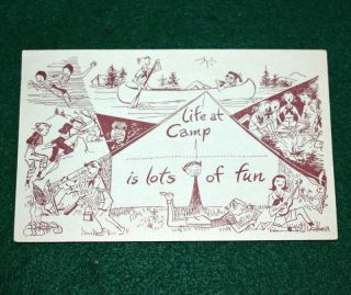 Girl Scout 1955 - 1957 Camp Postcard - Life At Camp