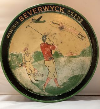 Beverwyck Beers & Ales Tray Golf 1934 Electro - Chemical Engraving Ny 12”