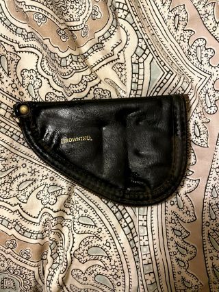Vintage Browning Black Leather Gun Case For Baby Browning Red Interior