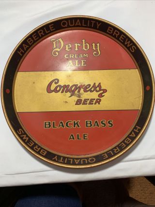 HABERLE Derby Ale Congress Beer Black Bass Ale 12” Tray 1930s Syracuse NY 2