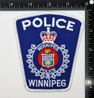 Winnipeg Canada Police Queens Crown Patch (white Edge) Vintage