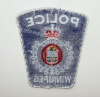 WINNIPEG CANADA POLICE Queens Crown PATCH (White Edge) Vintage 2