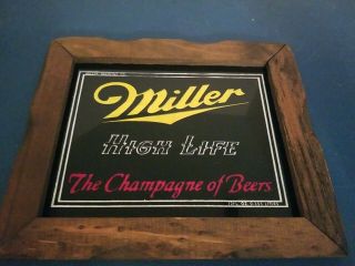 (vtg) 1960s Miller High Life Beer Reverse On Glass Back Bar Sign Game Room Wi
