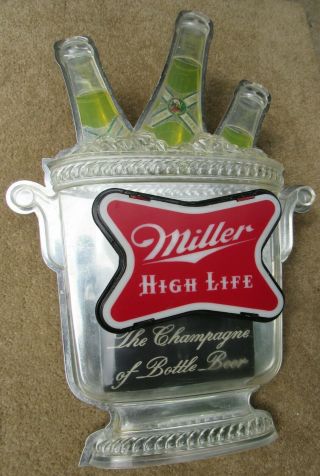 Miller High Life Champagne Of Bottle Beer Lighted Wall Sign Vintage Light Up Bar