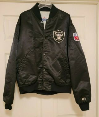Vintage 80s Starter Oakland Raiders Satin Bomber Jacket Nwa Mens L Pro Line Usa