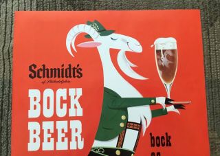Old Schmidt’s Bock Beer Sign Standing Goat Server Philadelphia PA Advertising 2