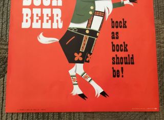 Old Schmidt’s Bock Beer Sign Standing Goat Server Philadelphia PA Advertising 3