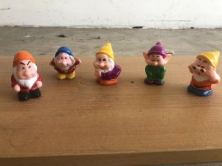 Vintage Snow White And The Seven Dwarfs Rubber Plastic Figurines Walt Disney