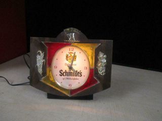 Vintage Schmidts Beer Light Sign Cash Register Clock