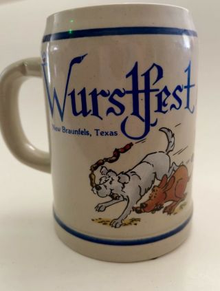 Vintage 1986 Wurstfest Braunfels Texas Stein Mug Lowell Davis Sausage Dog