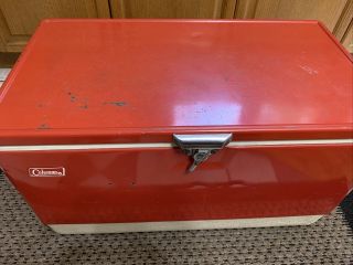Vintage 1970s Coleman Metal Camping Ice Chest Cooler - Large