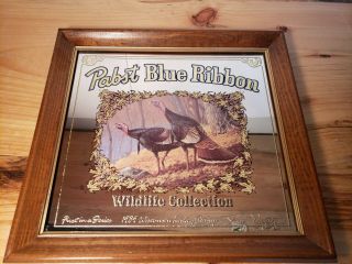 1989 Pabst Blue Ribbon Beer Wild Turkey Stamp Wildlife Hunting Mirror