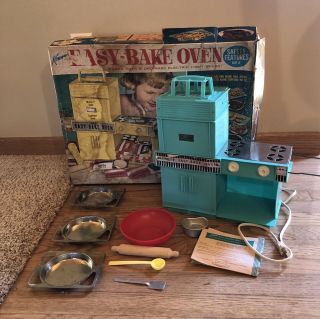 1964 Kenner Easy Bake Oven W/ Box And Accessories,  Turquoise,