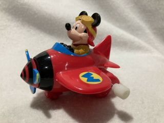 Vintage Disney Wind Up Mickey Mouse Airplane Pilot Toy