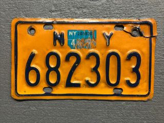 Vintage 1970’s York Motorcycle License Plate Classic Orange/blue 682303