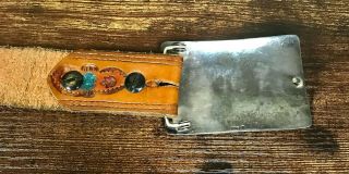 VTG Estate Tahe T Halmark Sterling Silver Claw Bear Belt Buckle w/ Leather Belt 3