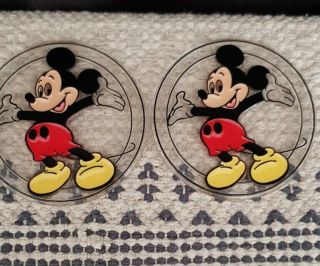 2 Vintage Mickey Mouse Plastic Coasters Disney.