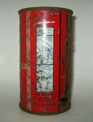Old Miller Select " Opening Instruction " Flat Top Beer Can Milwaukee,  Wis.  Irtp