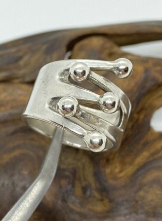 Vintage Norway Modernist Anna Greta Eker Age Sterling Silver Jester Ring Size 8
