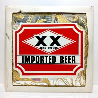 Vintage Dos Equis Xx Imported Beer Mirror Tile - Bar Mancave Decor Wall Art Sign