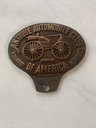 Antique Automobile Club Of America License Plate Topper,  Badge Founded Nov 1935