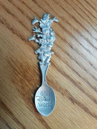 Vintage Walt Disney World Mickey Minnie Goofy Donald Pewter Collectible Spoon