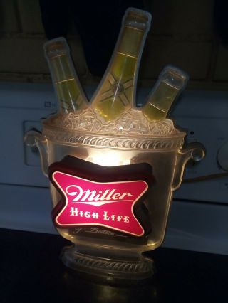 Classic Miller High Life Vintage Lighted Sign The Champagne Of Bottled Beer.