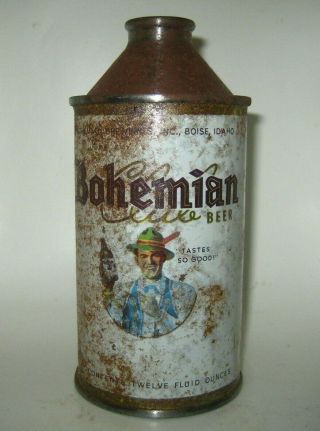 Old Bohemian Club Cone Top Beer Can Bohemian Breweries Boise,  Idaho