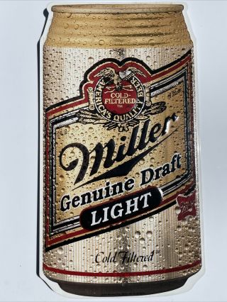 Vintage Miller Draft Light Beer Can Metal Tin Bar Sign Miller Brewing