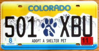 2011 Colorado Specialty License Plate Number Tag – Adopt A Shelter Pet