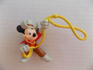 Disney Mickey Mouse Cowboy Lasso Pvc Figure 80s Applause Htf