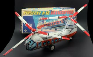 Swell T.  N Nomura Piasecki H - 16 Helicopter Tin Friction Powered Toy Made In Japan