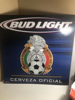 2005 Budweiser Bud Light Soccer Futbol Mexicana Cerveza Metal Tin Sign 24 X 24