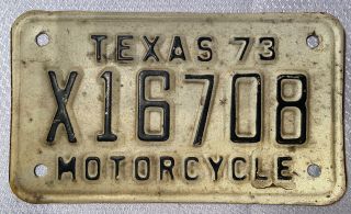 1973 Vintage Texas Motorcycle License Plate