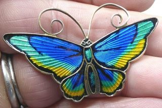 Vintage David Andersen Norway Silver Enamel Butterfly Brooch Pin Bright Colours