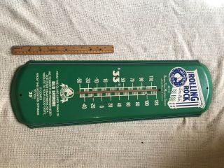 Vintage 1992 Rolling Rock Beer Wall Thermometer Tin Sign Latrobe Brewing Pa.