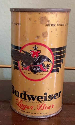 Vintage 1940’s Budweiser Lager Beer Flat Top Beer Can