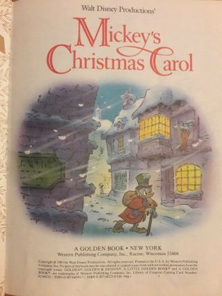 1983 MICKEY ' S CHRISTMAS CAROL LITTLE GOLDEN BOOK MICKEY MOUSE DISNEY 01843 3