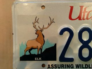 License Plate,  Utah,  1993 Hologram,  Assuring Wildlife ' s Future,  Elk 2834 E 2