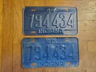 1948 Indiana License Plate - Pair 794 434