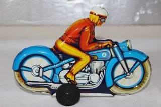 Vintage Germany Tin Litho Toy Friction Motorcycle By Philip Niedermeier