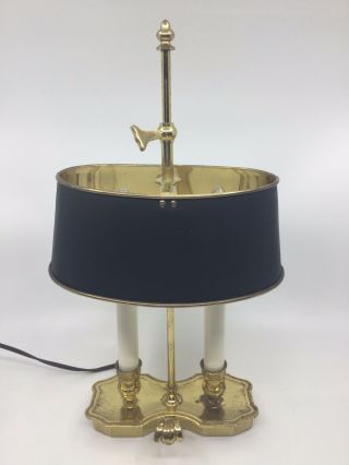Vintage Polished Brass Bouillotte Double Candlestick Lamp