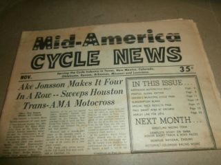 Vintage 1972 Mid America Cycle News Motorcycle Newspaper Gary Nixon