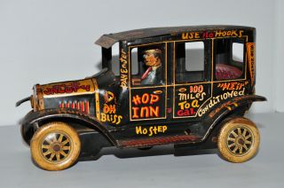 Vintage Marx Tin Car Litho Old Jalopy Toy W/ Driver (no Key,  No Spring Mechanic)