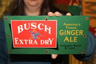 Anheuser Busch Prohibition Ginger Ale Soda Pop Beer Gas Oil Porcelain Metal Sign