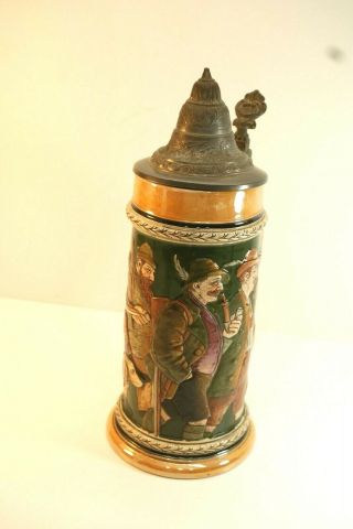 Vintage German Beer Stein,  12 Inches Tall,  Marked Germany 1928,  Hand Painted 2