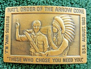 Boy Scouts Of America 1983 National Oa Conference Brass Belt Buckle,